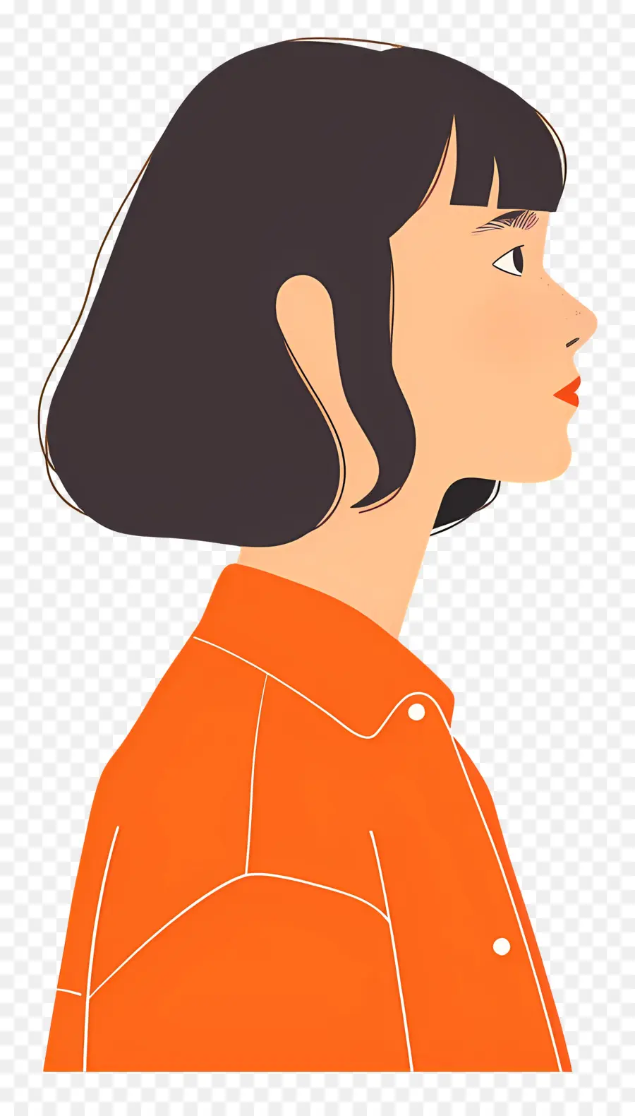 Femme En Orange，Profil De Fille PNG