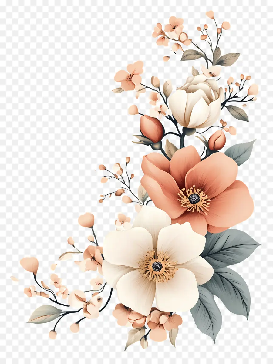 Coin Fleuri，Fleurs PNG