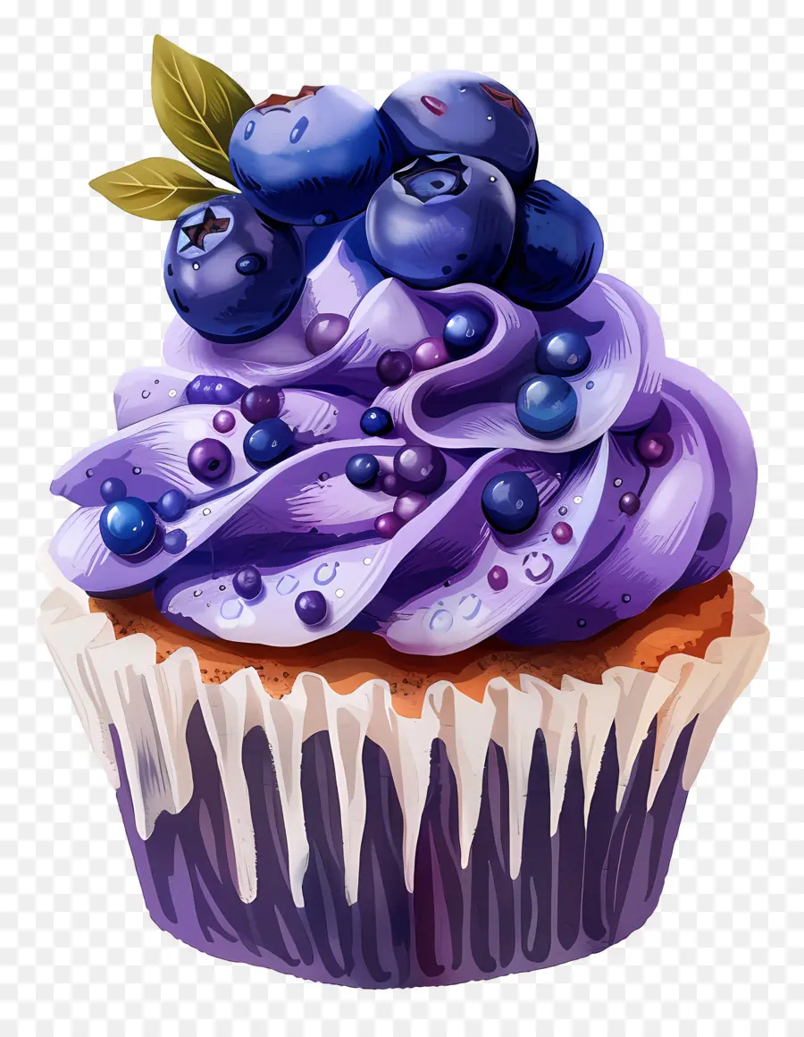 Cupcake Aux Bleuets，Petit Gâteau PNG