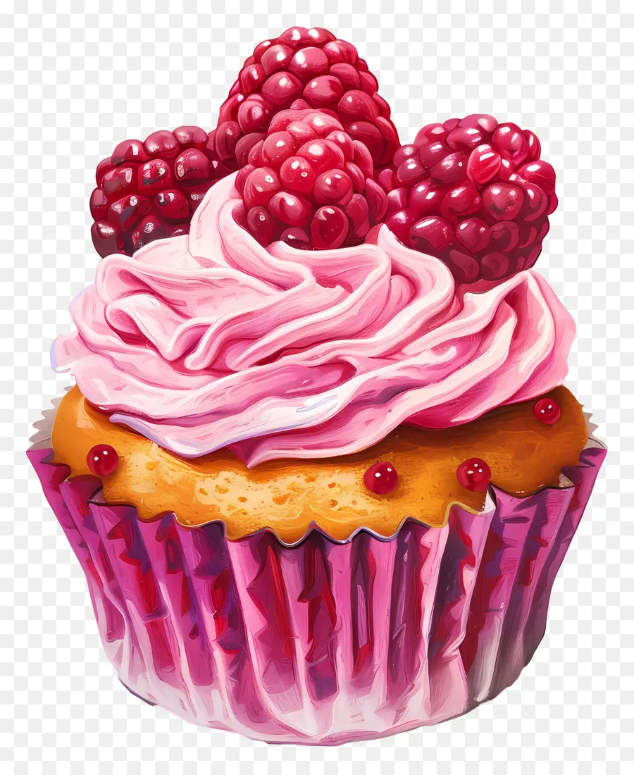 Cupcake Aux Framboises，Petit Gâteau PNG