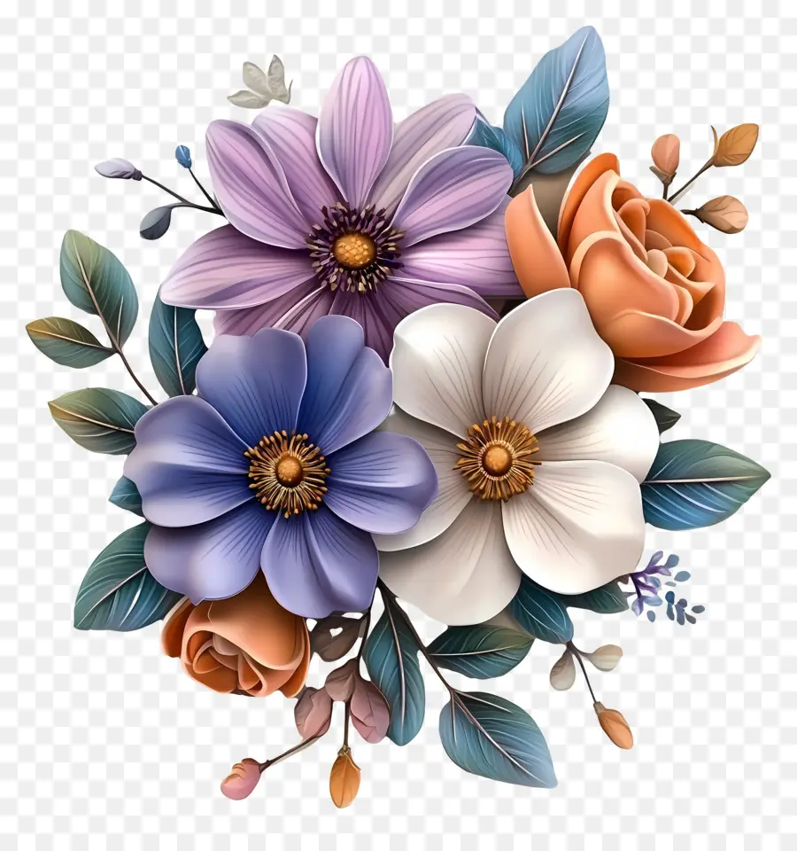 Fleurs D'automne，Fleur Bleue PNG