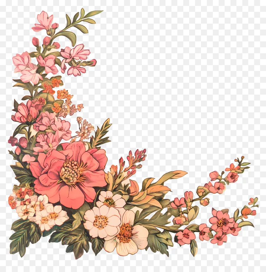 Coin Fleuri，Fleurs Roses PNG