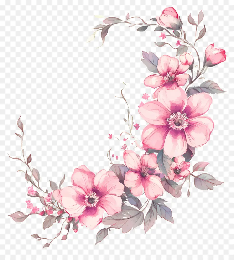 Coin Rose，Fleurs Roses PNG