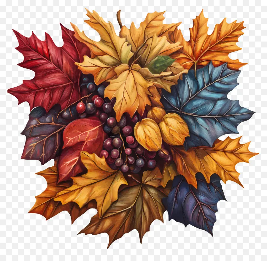 Peinture Murale D'automne，Feuilles D'automne PNG