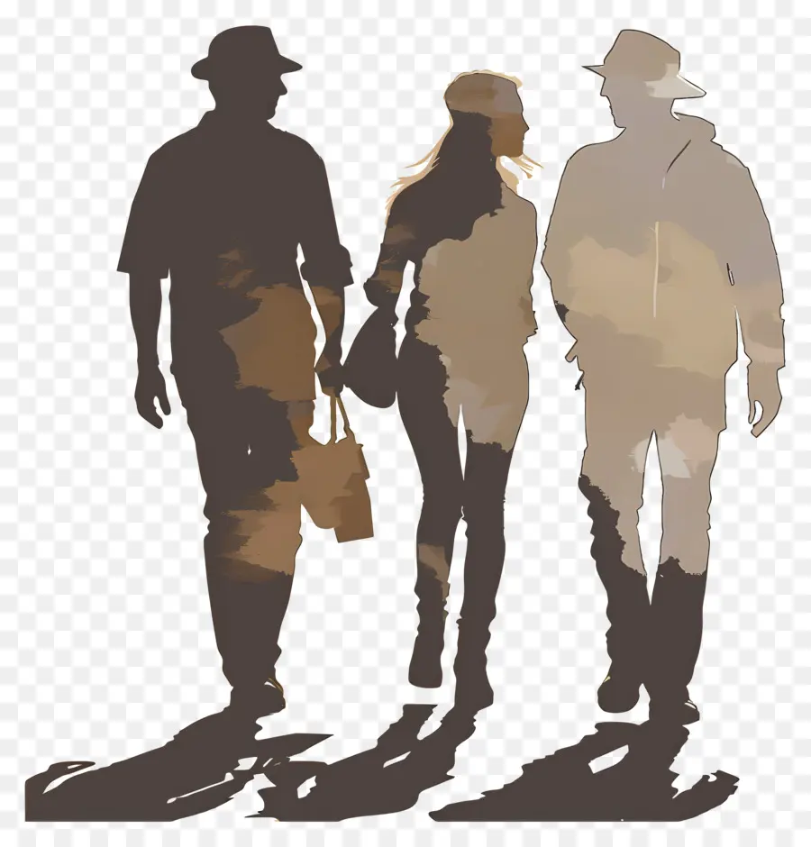 Silhouette De Gens Qui Marchent，Silhouettes De Trois Personnes PNG