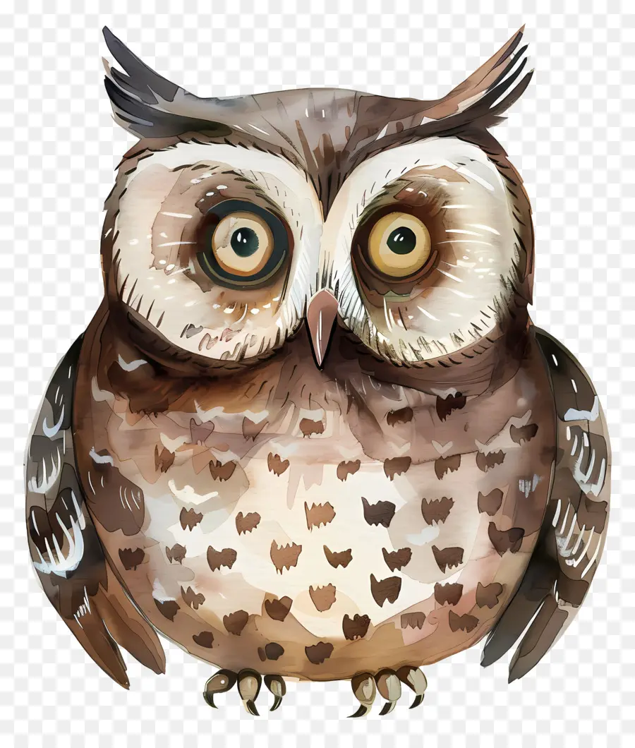 Chouette Aquarelle，Hibou Mignon PNG