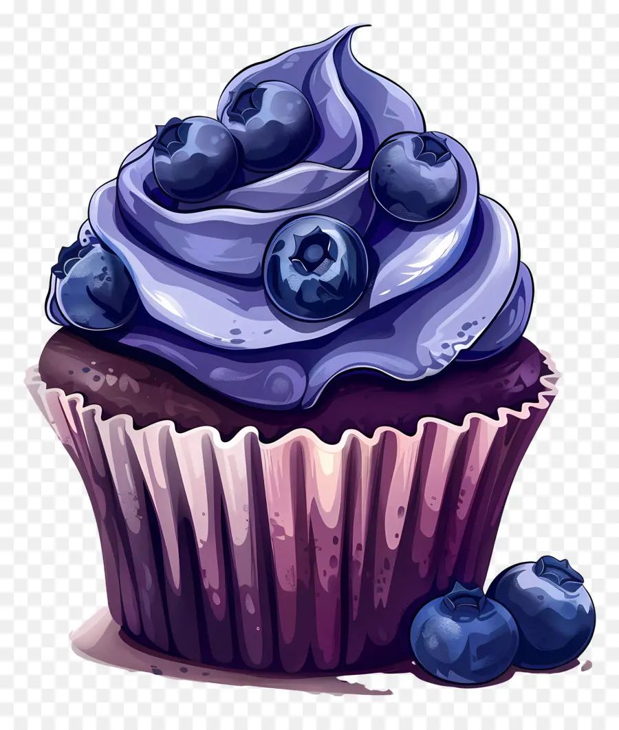 Cupcake Aux Bleuets，Petit Gâteau PNG