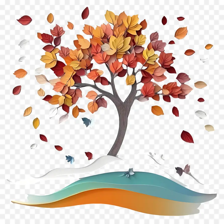 Peinture Murale D'automne，Arbre D'automne PNG