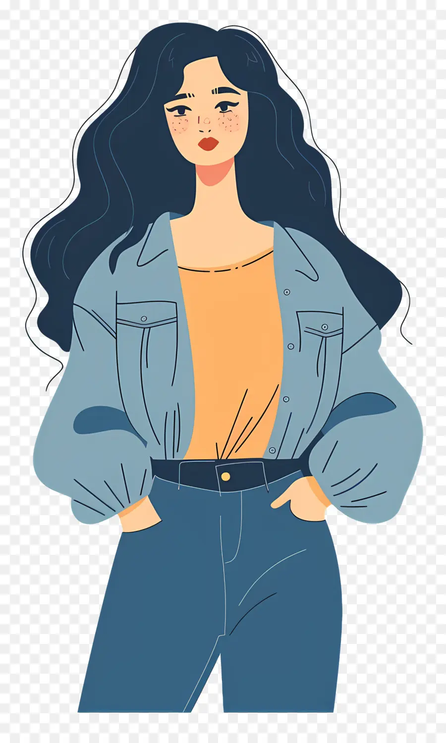 Femme En Jean，Femme En Veste En Jean PNG