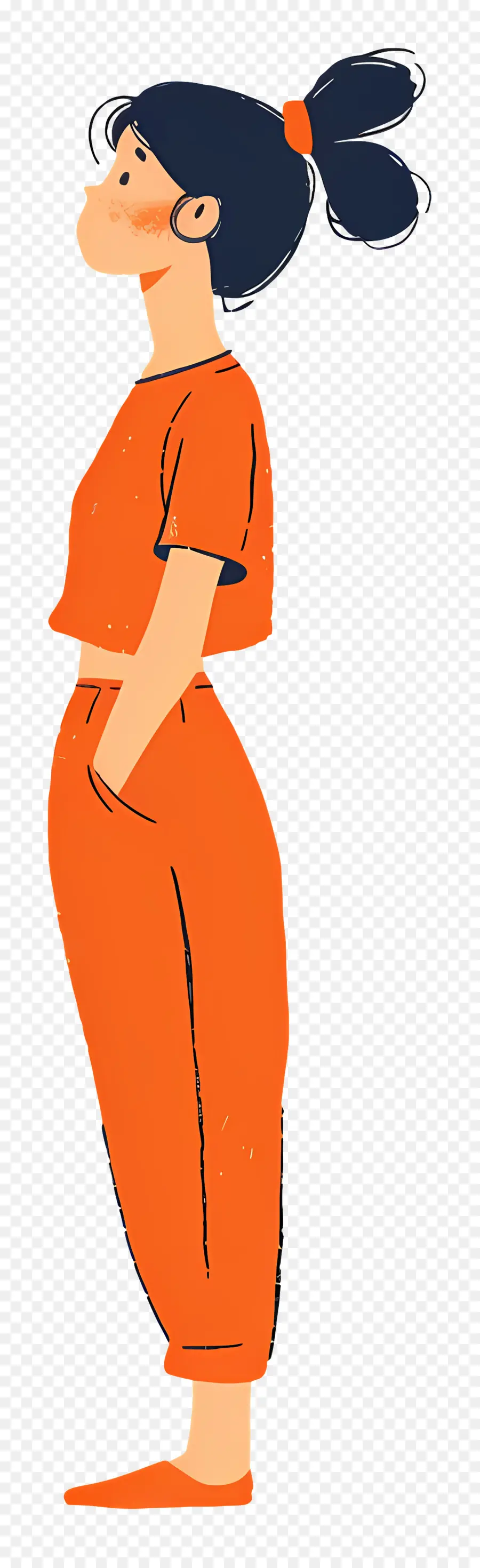 Femme En Orange，Fille En Tenue Orange PNG