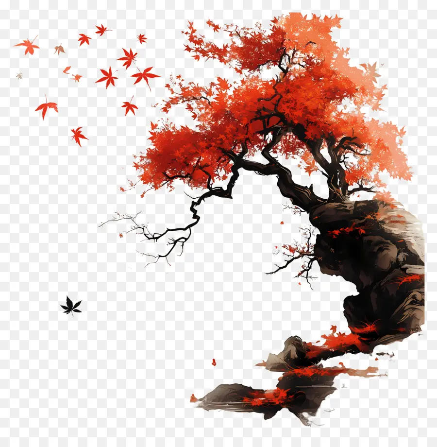 Automne，Arbre Rouge PNG