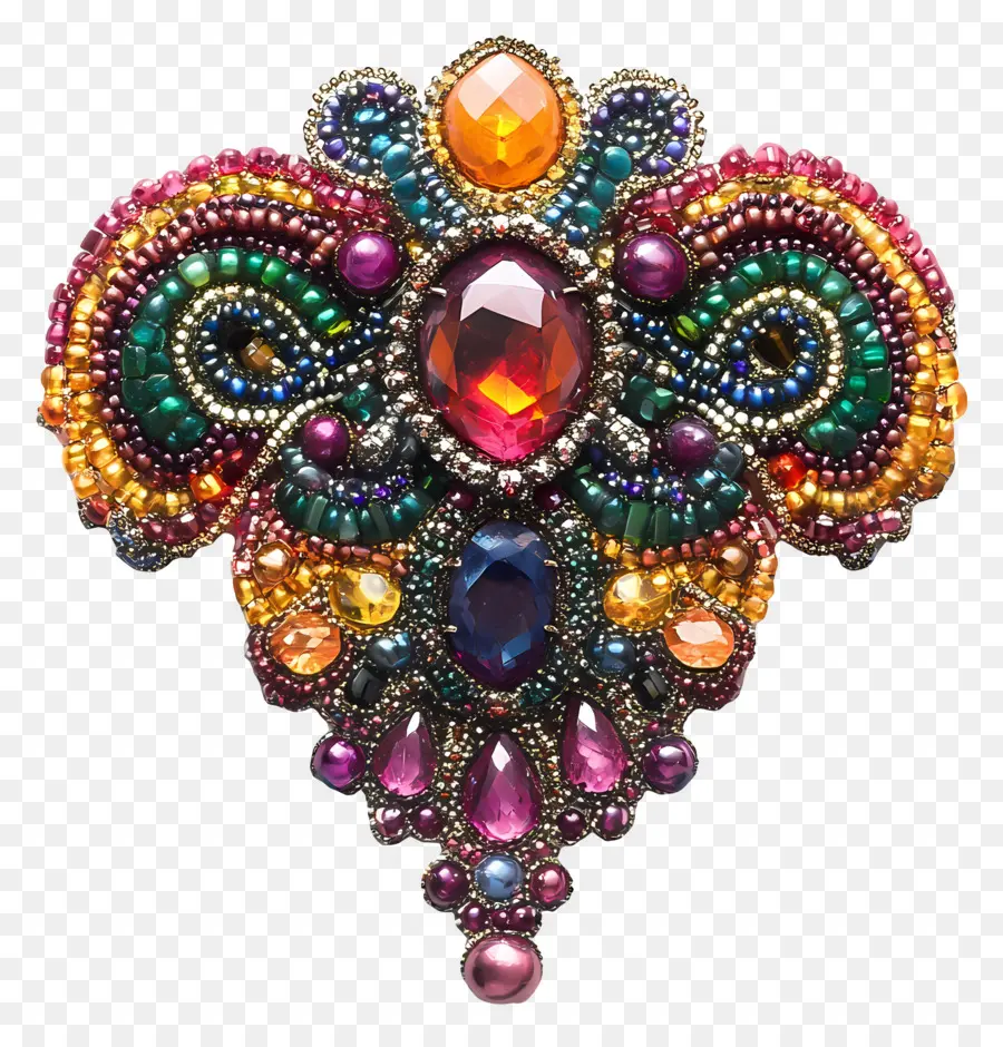 Broche，Broche De Pierres Précieuses Colorées PNG