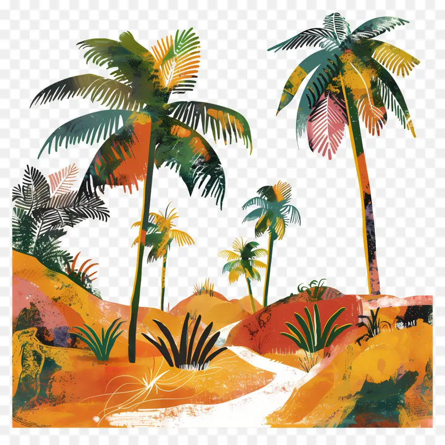 Paysage De Palmiers，Palmiers PNG