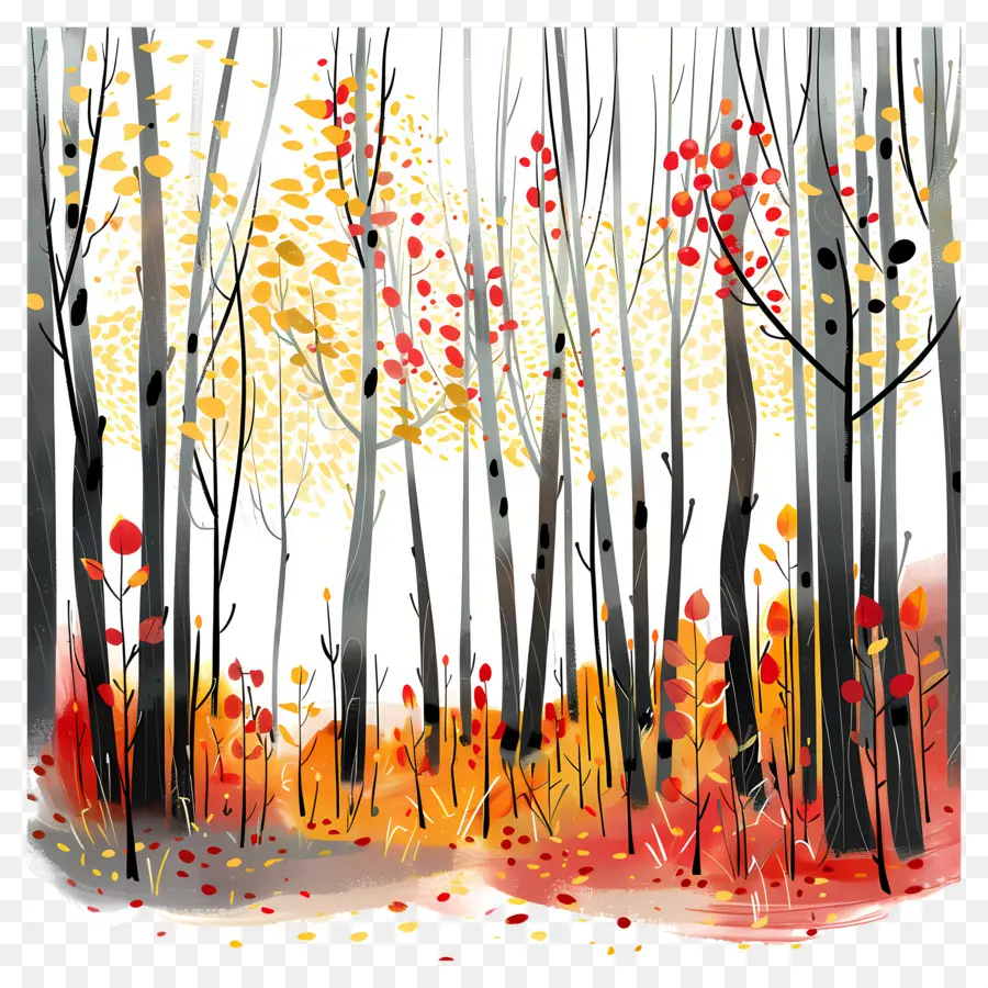 Forêt D'automne，Arbres PNG