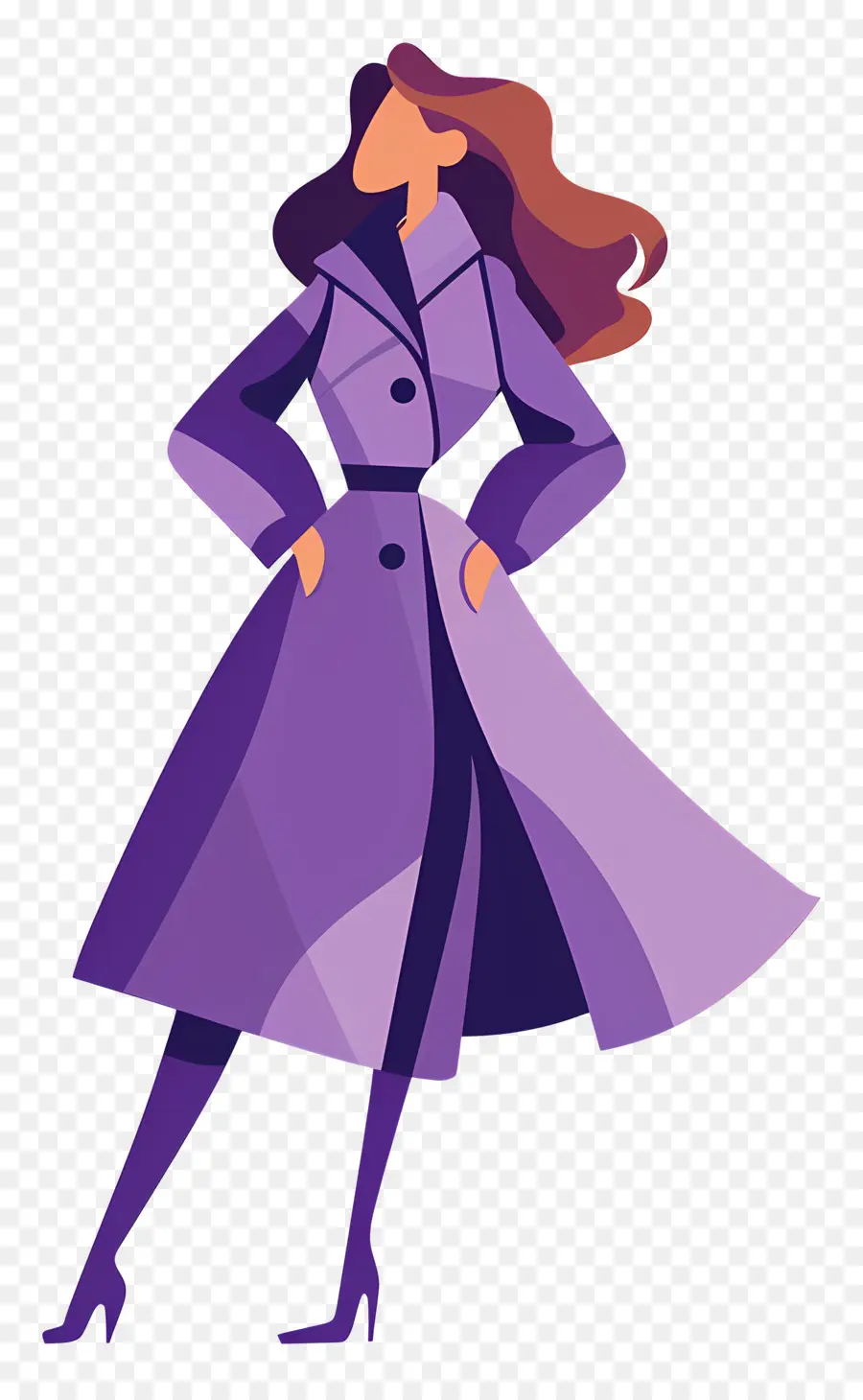 Femme En Violet，Femme Au Manteau Violet PNG