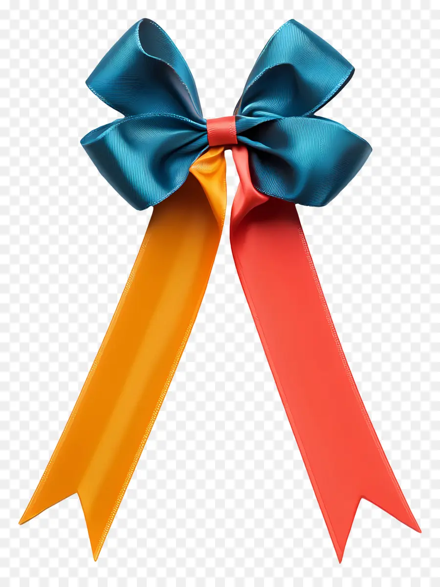 Ruban Cadeau，Noeud Bleu Et Orange PNG