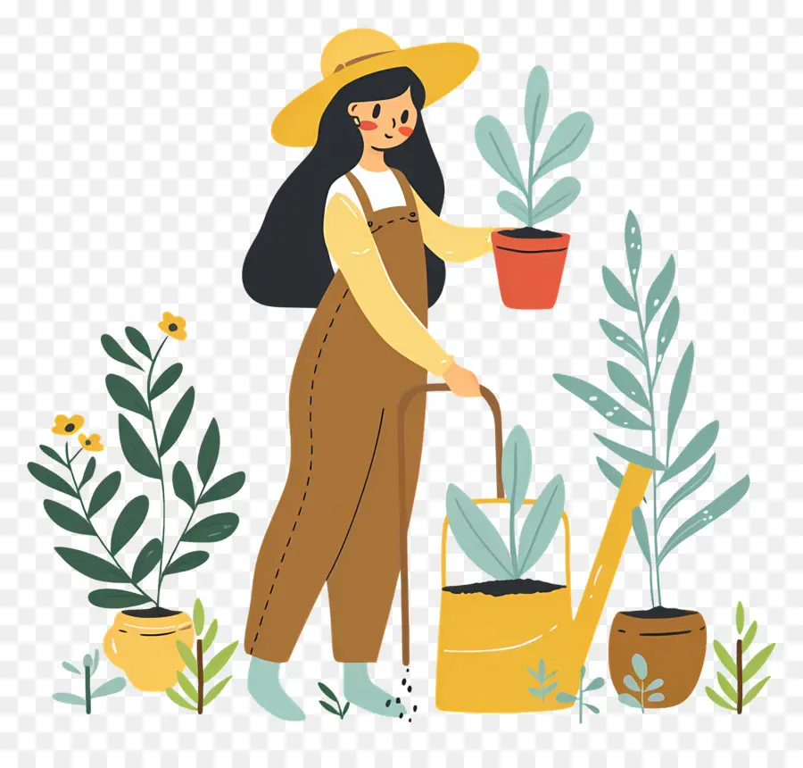 Femme De Jardinage，Jardinier PNG