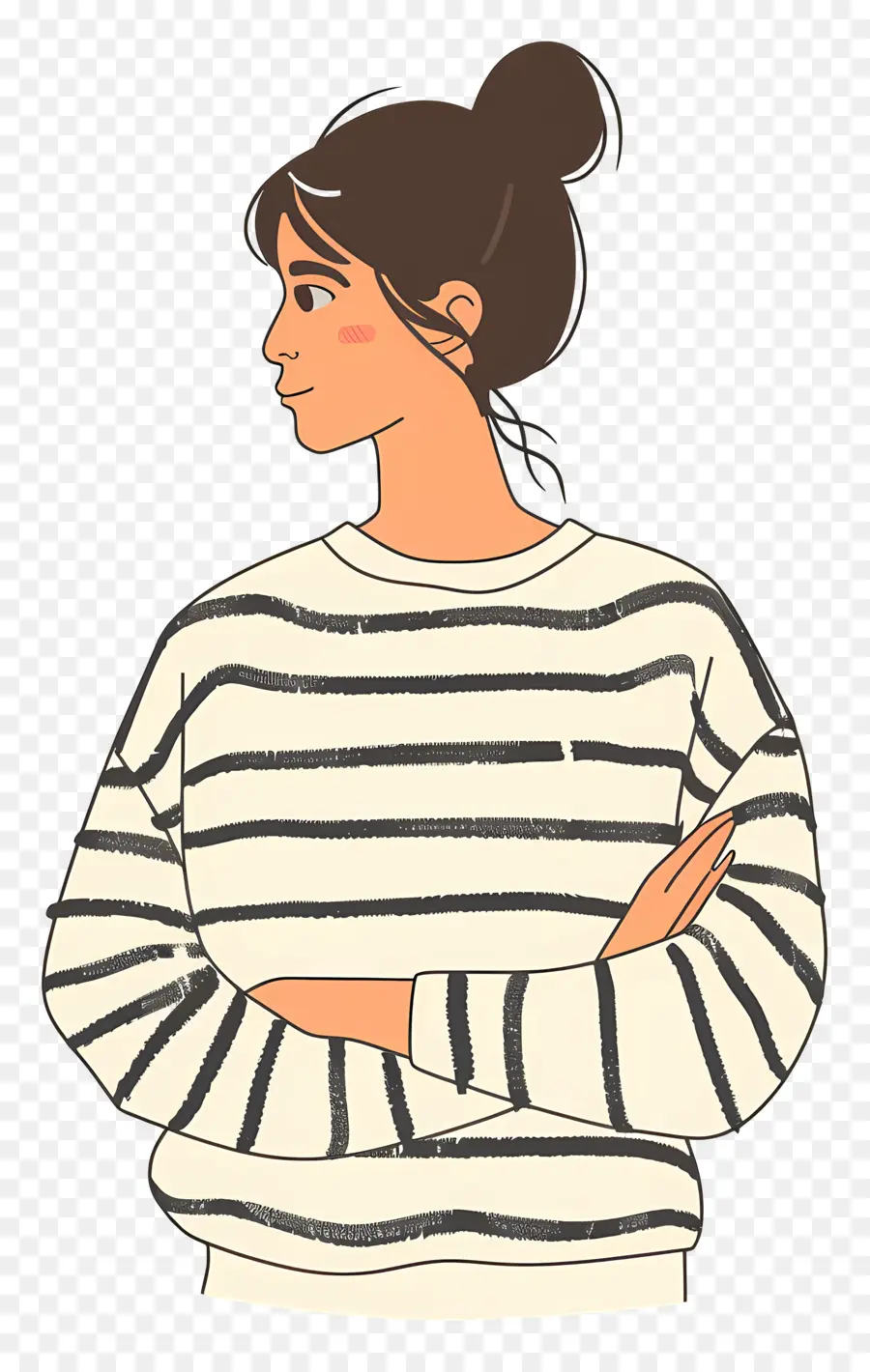 Femme En Sweat，Femme En Pull Rayé PNG