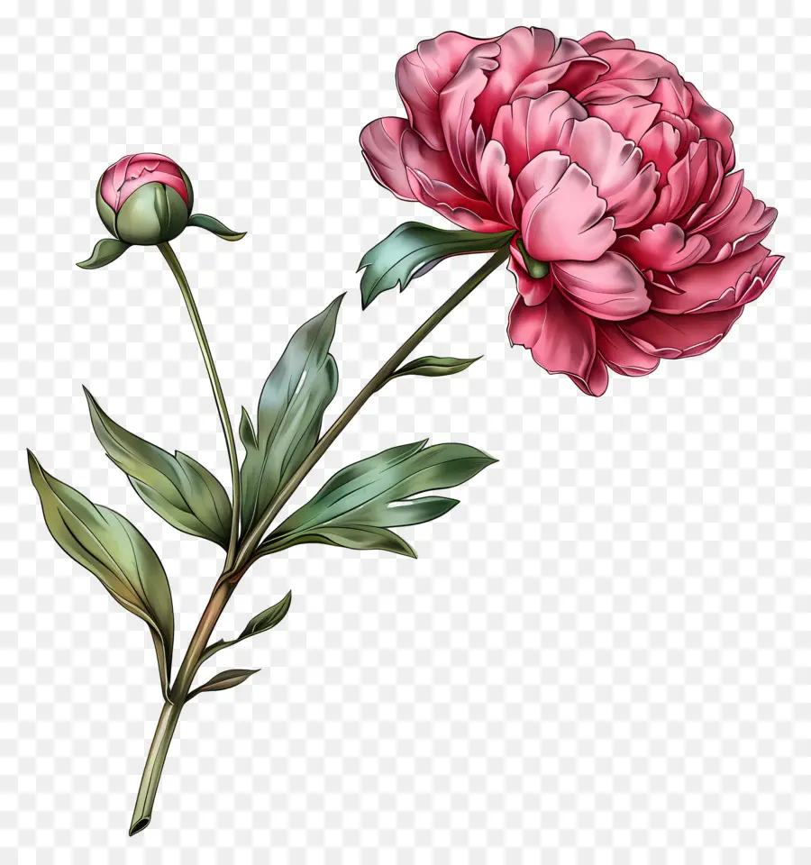 Pivoine Rose，Fleurs Rouges PNG