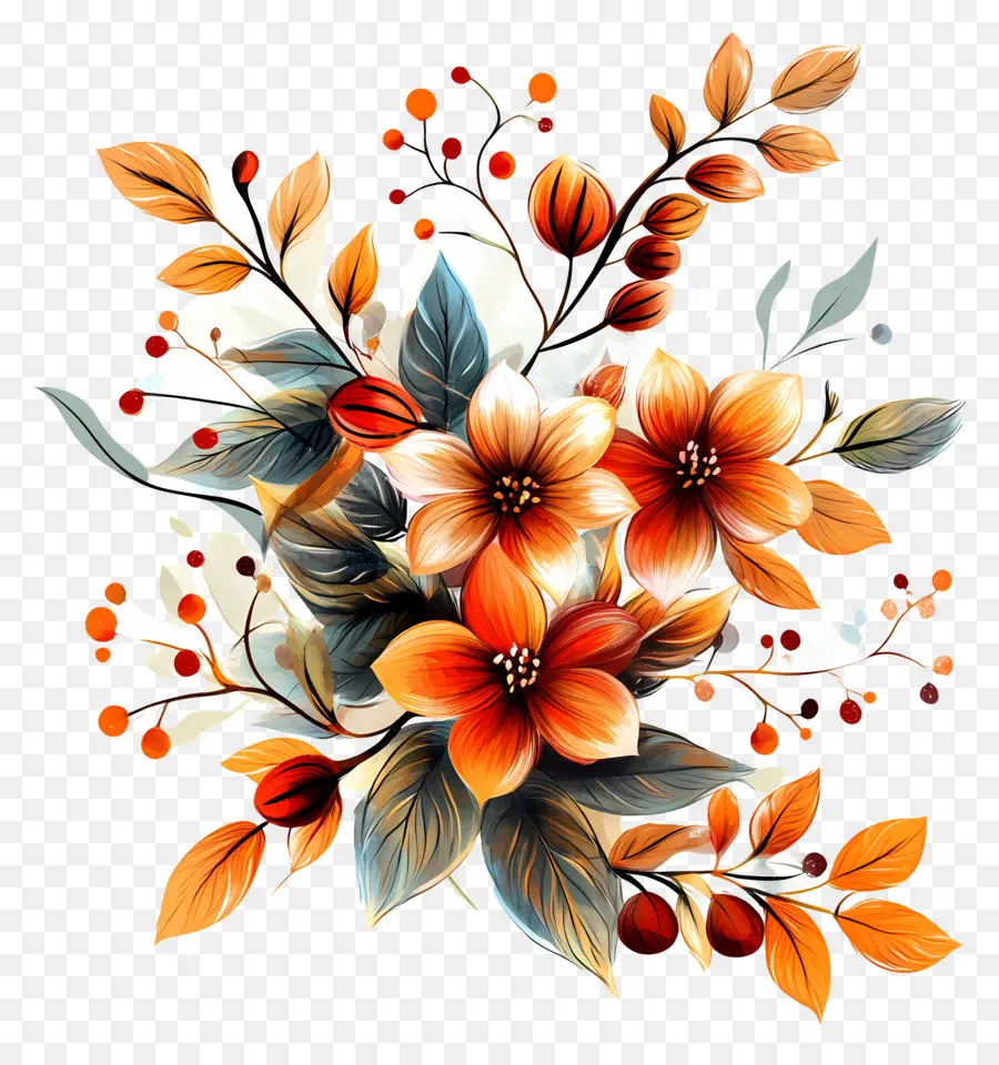 Fleurs D'automne，Fleurs Colorées PNG