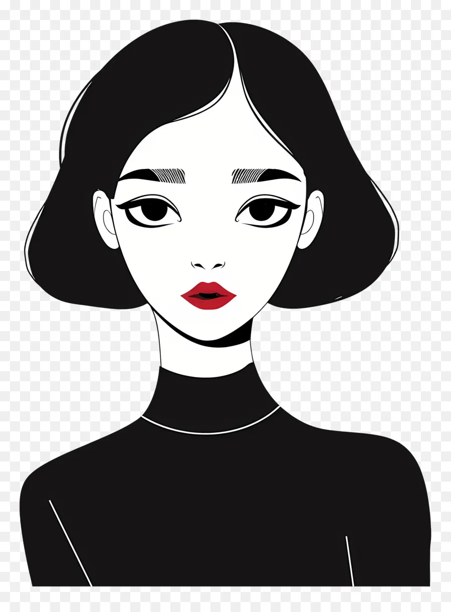 Femme En Noir，Visage De Femme PNG