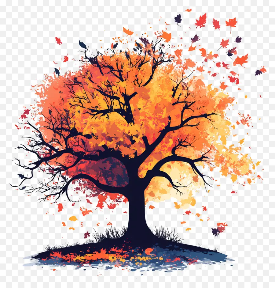 Peinture Murale D'automne，Arbre D'automne PNG