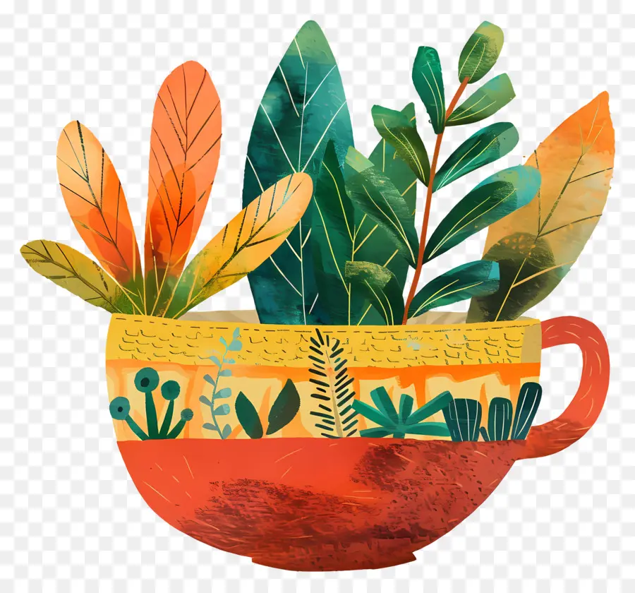 Pot De Plante，Tasse Avec Des Plantes PNG