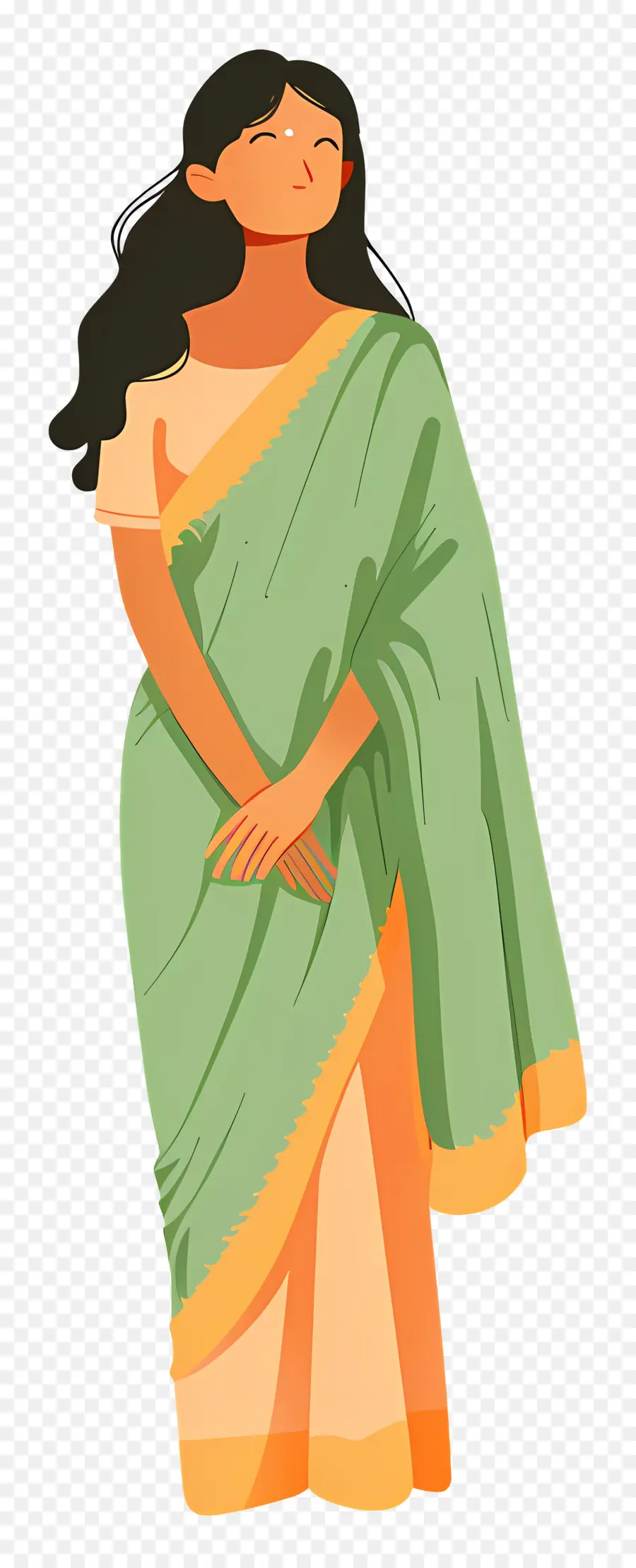 Femme En Sari，Femme En Sari Vert PNG