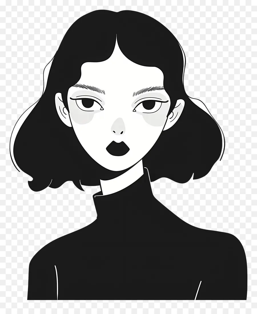 Femme En Noir，Visage De Femme PNG