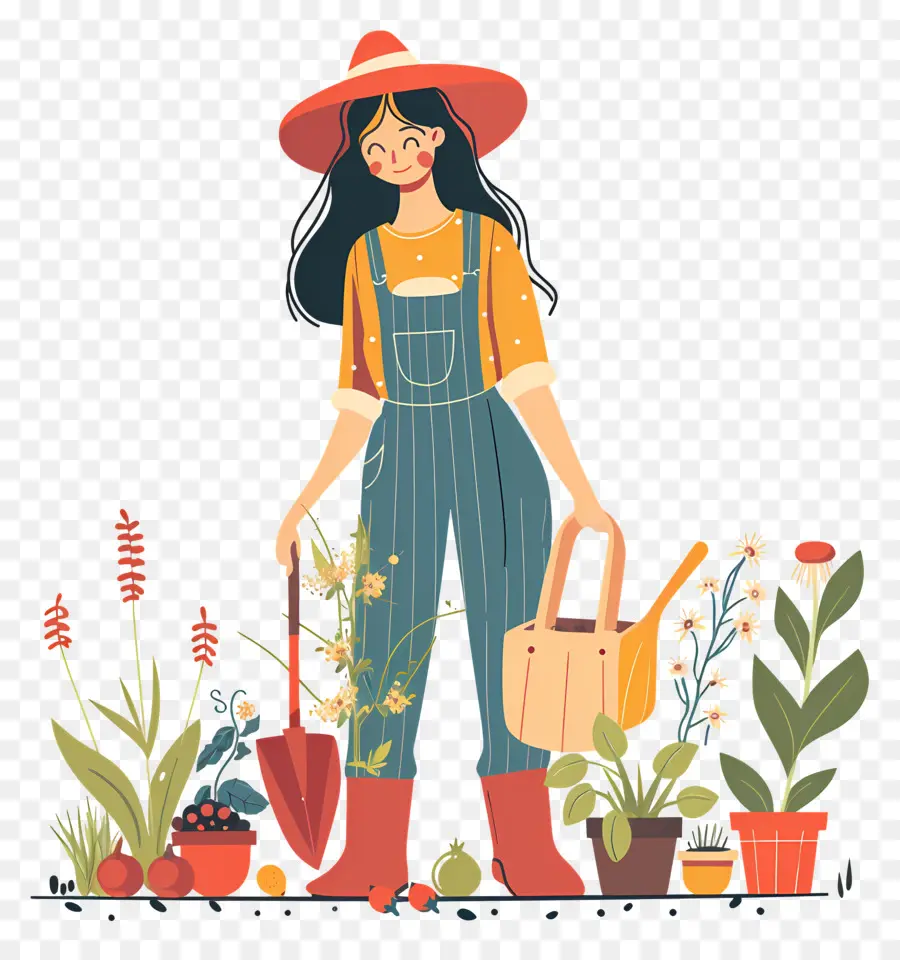 Femme De Jardinage，Illustration Du Jardinier PNG