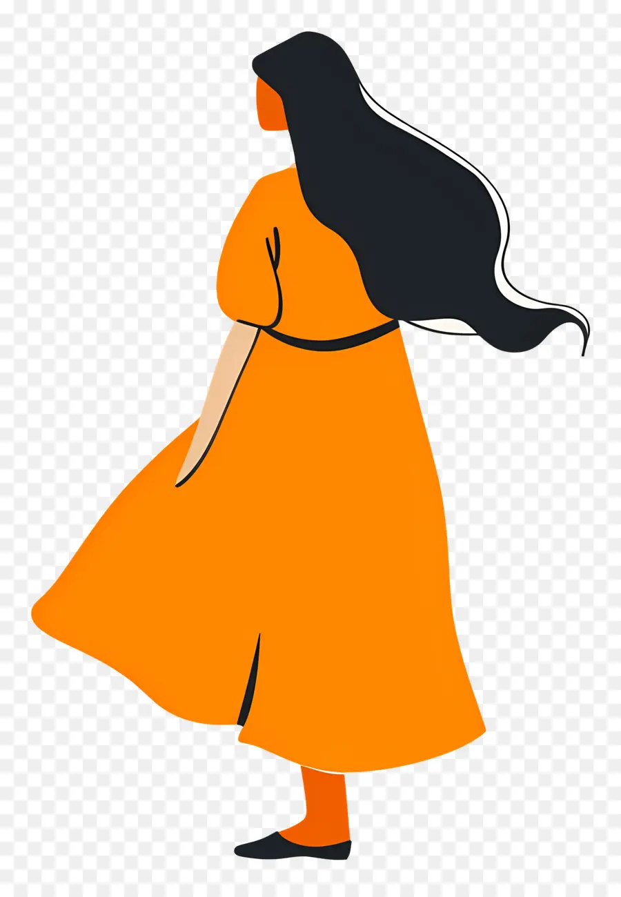 Femme En Orange，Femme En Robe Orange PNG