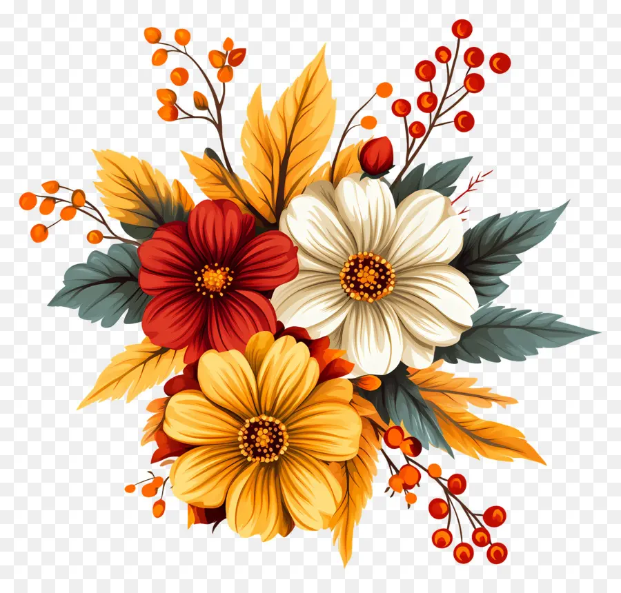 Fleurs D'automne，Fleurs Roses PNG