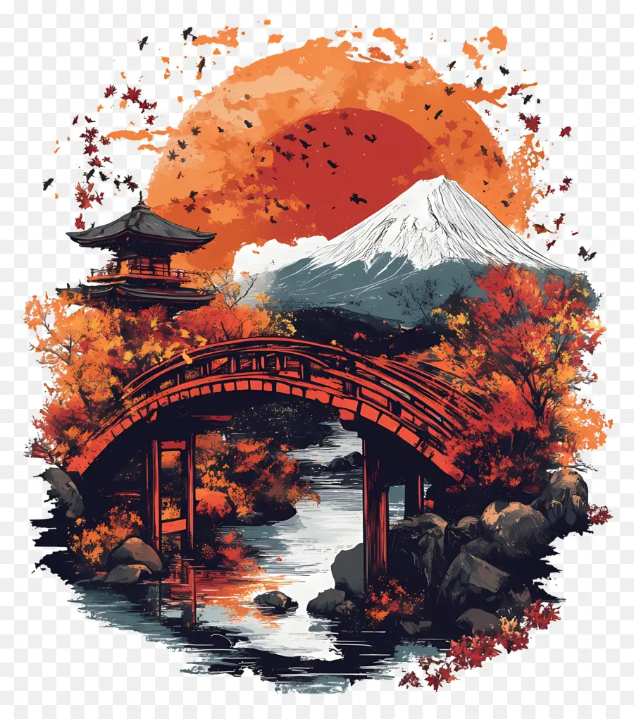 Automne，Pont Japonais PNG