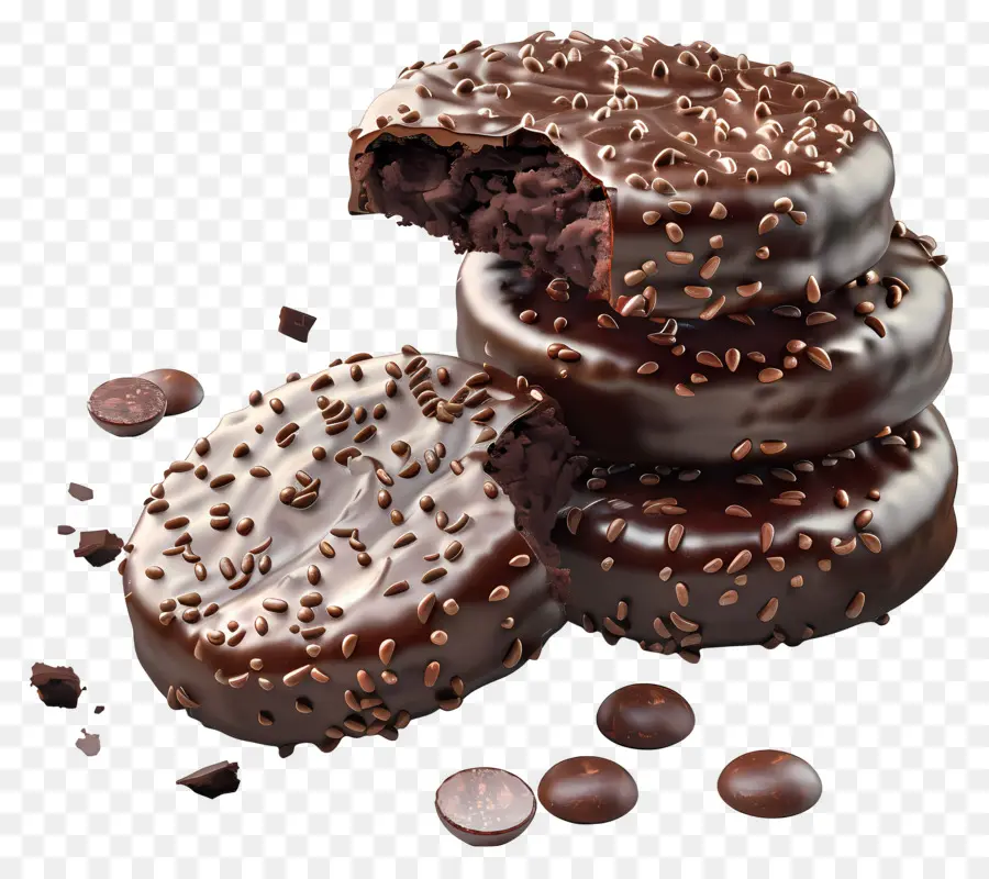 Biscuits Nappés Chocolat Noir，Dessert PNG