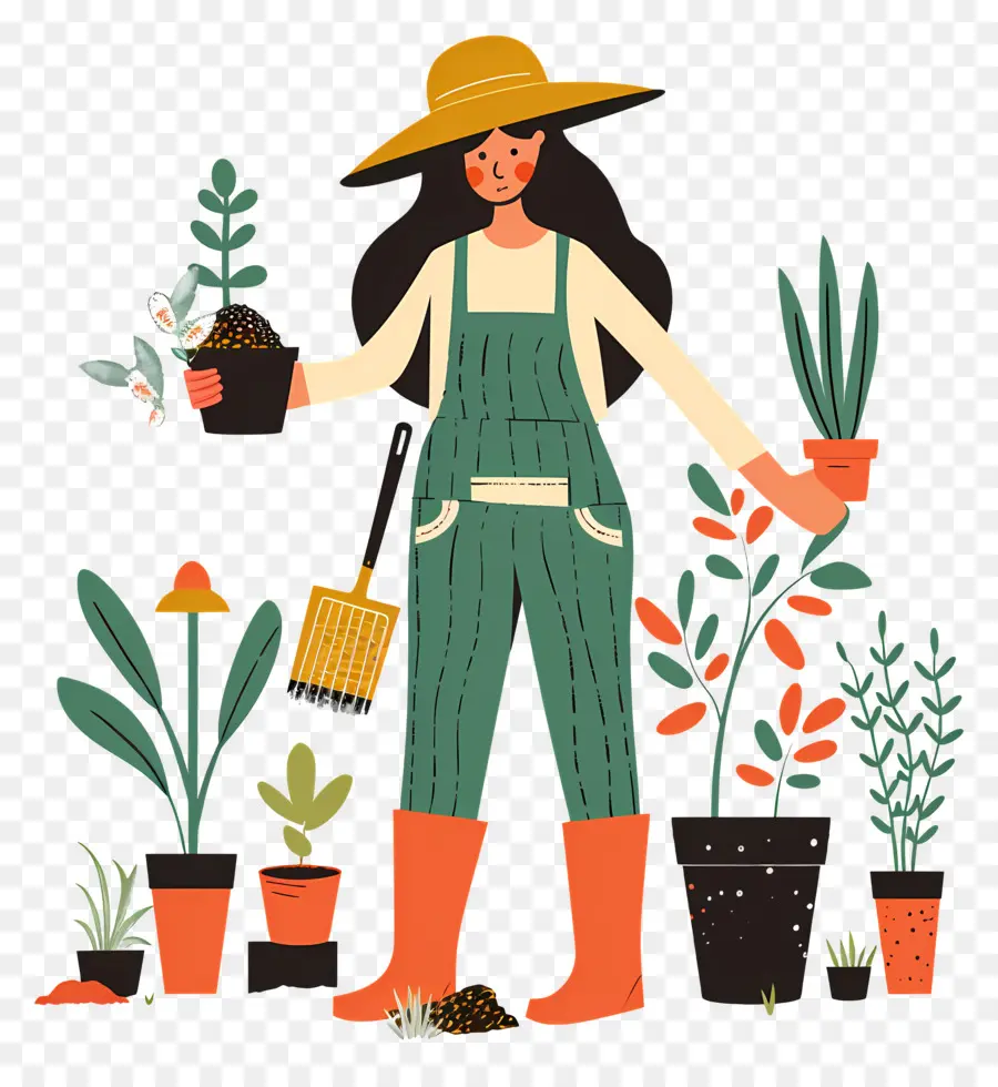 Femme De Jardinage，Jardinier PNG