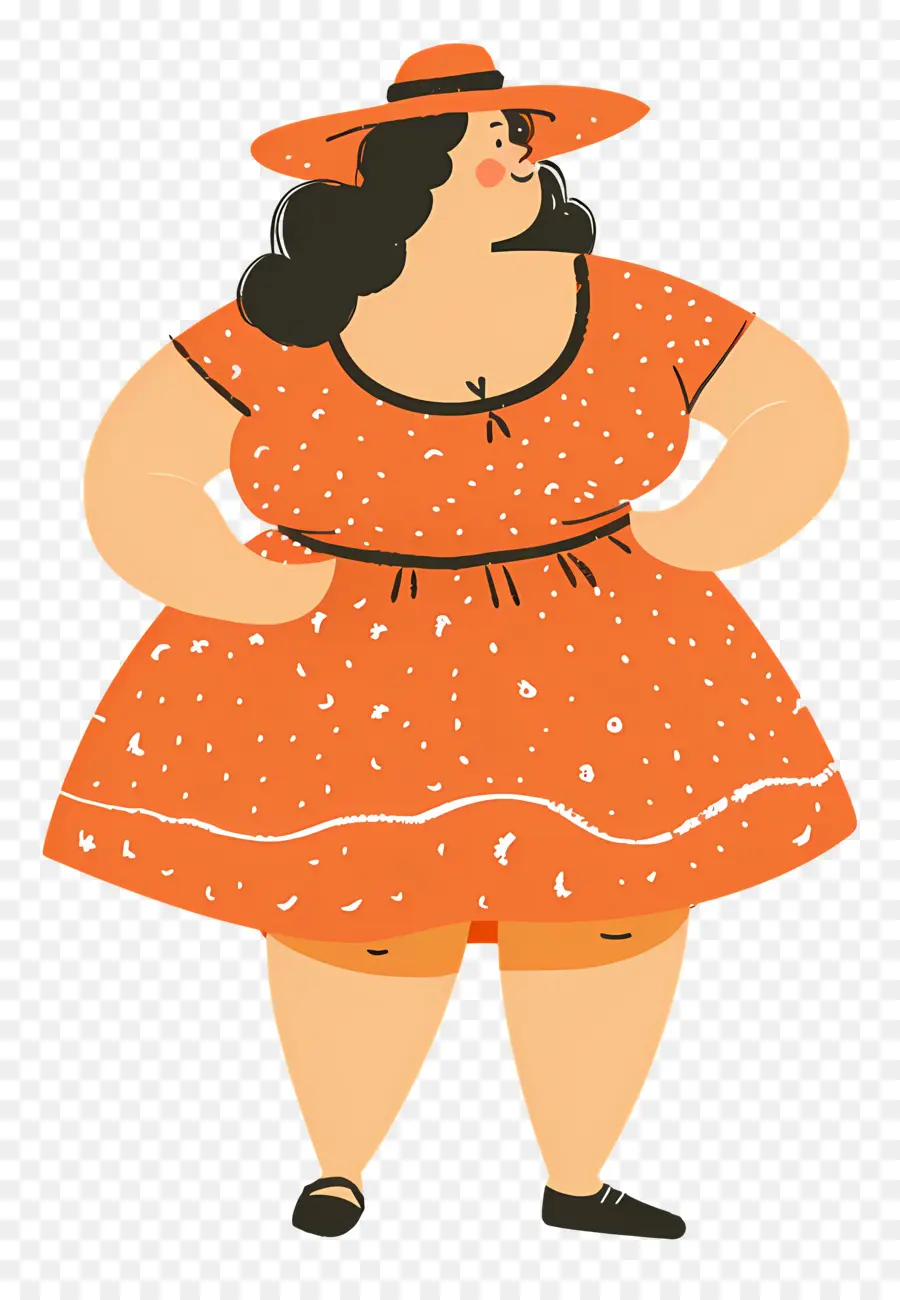 Grosse Femme，Femme En Robe Orange PNG