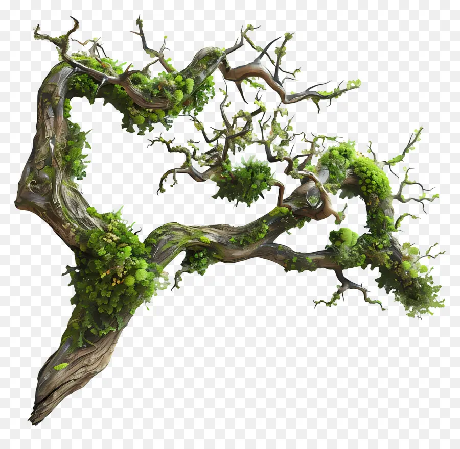 Mousse De Branche D'arbre，Branche Moussue PNG