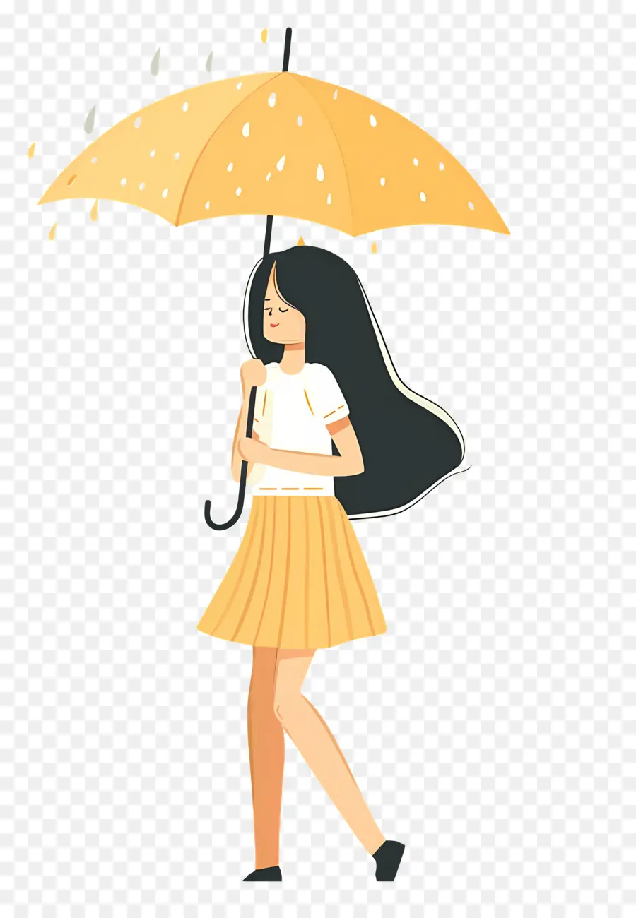 Femme Appréciant La Pluie，Femme Avec Parapluie PNG