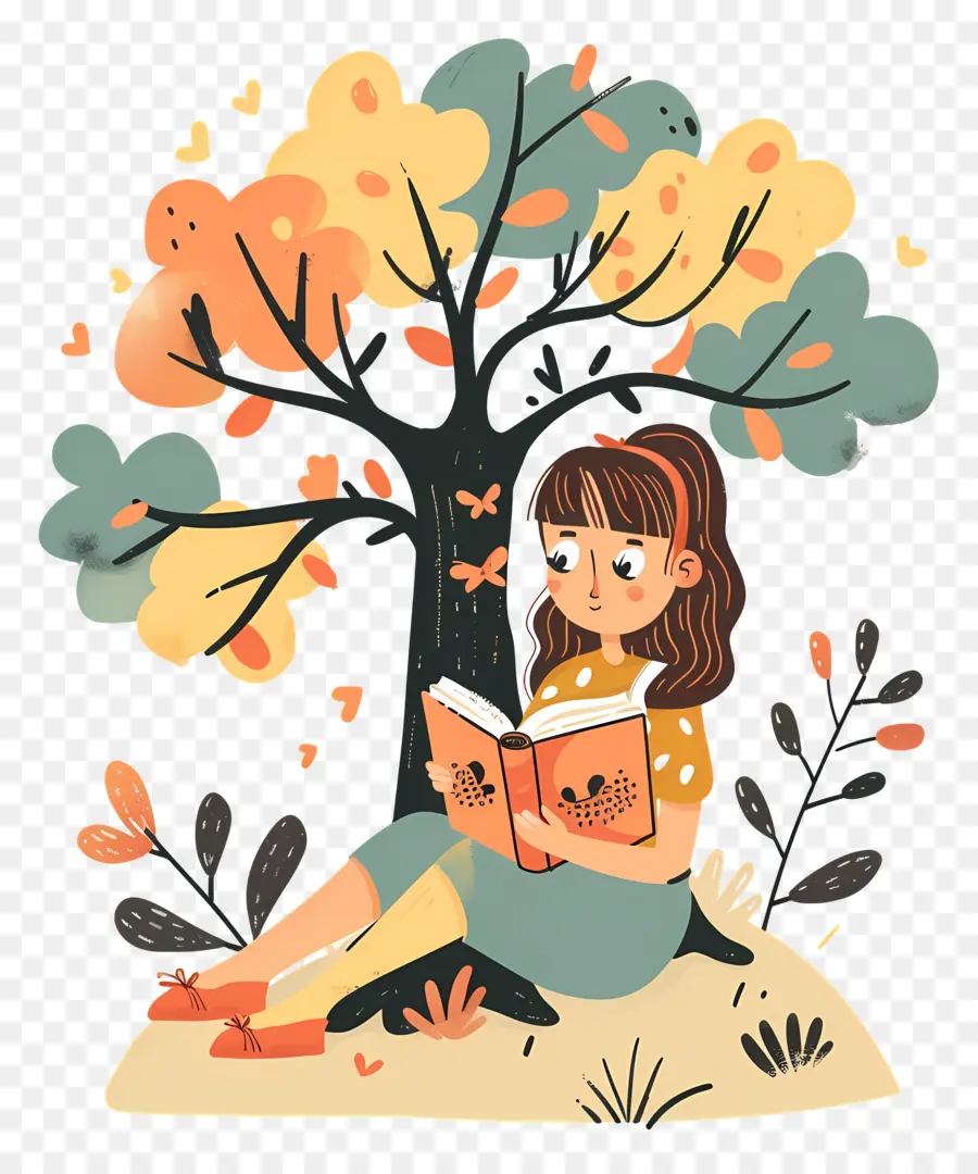 Fille Lisant Un Livre，Fille Lisant PNG