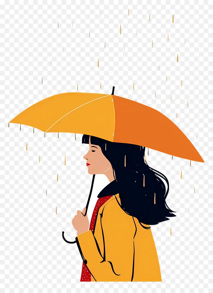 Femme Appréciant La Pluie，Femme Avec Parapluie PNG