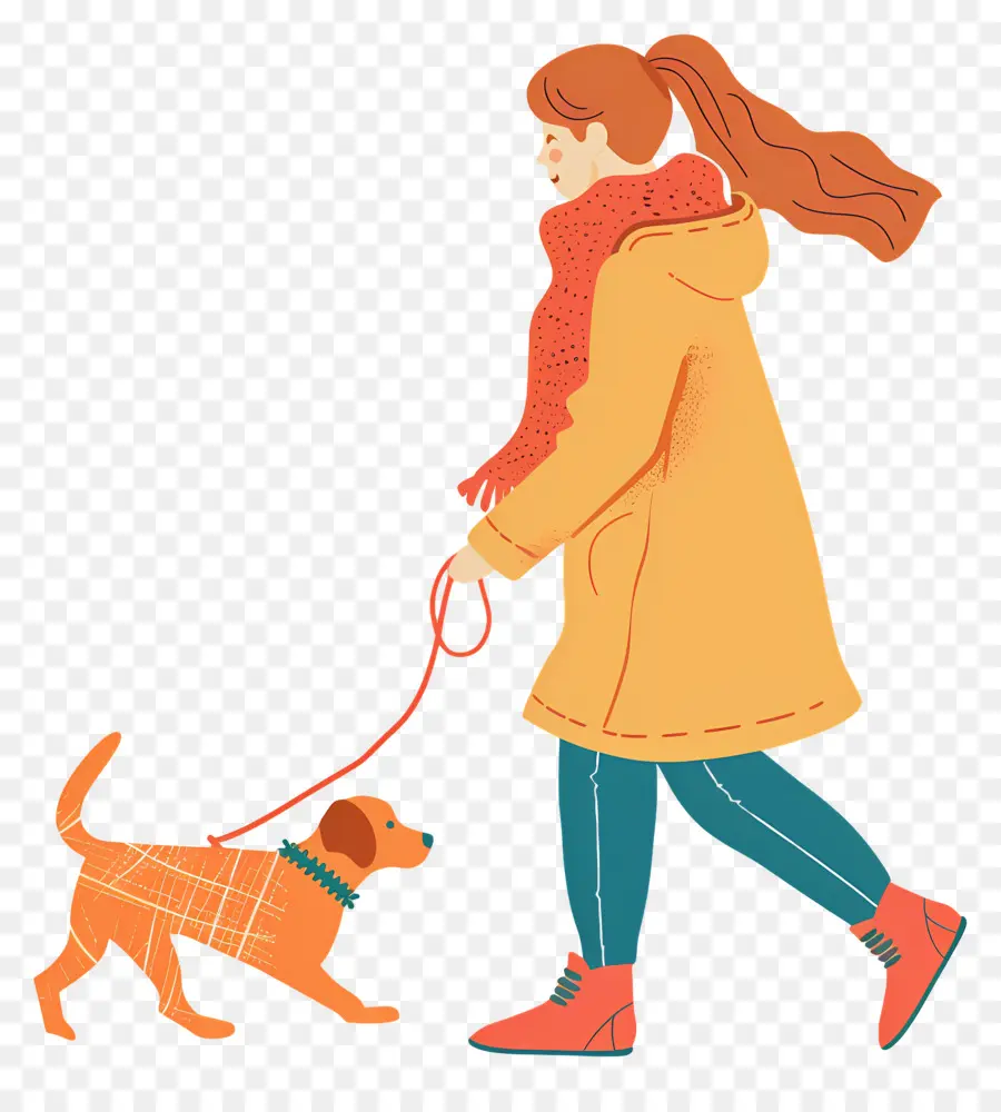 Femme Qui Promène Son Chien，Fille Qui Promène Un Chien PNG