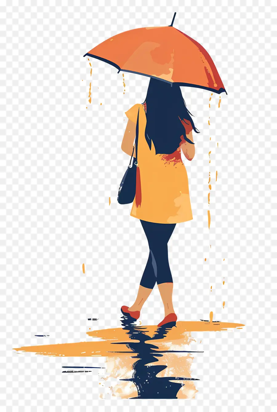 Femme Sous La Pluie，Femme Avec Parapluie PNG