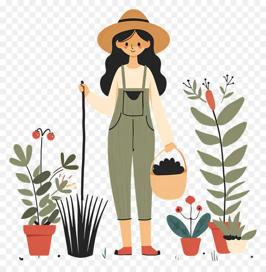 Femme De Jardinage，Jardinier PNG