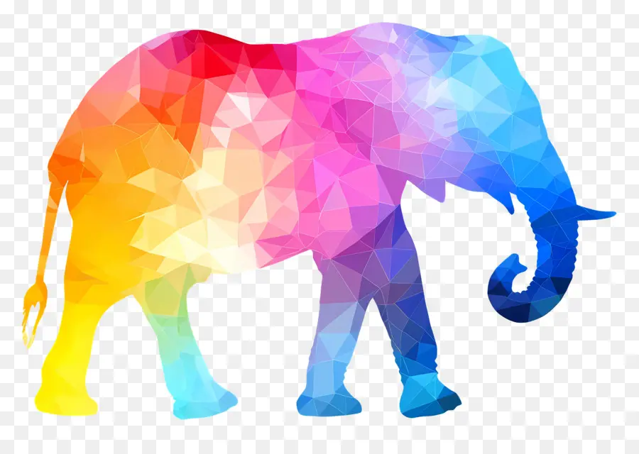 Silhouette D'éléphant，Éléphant Coloré PNG