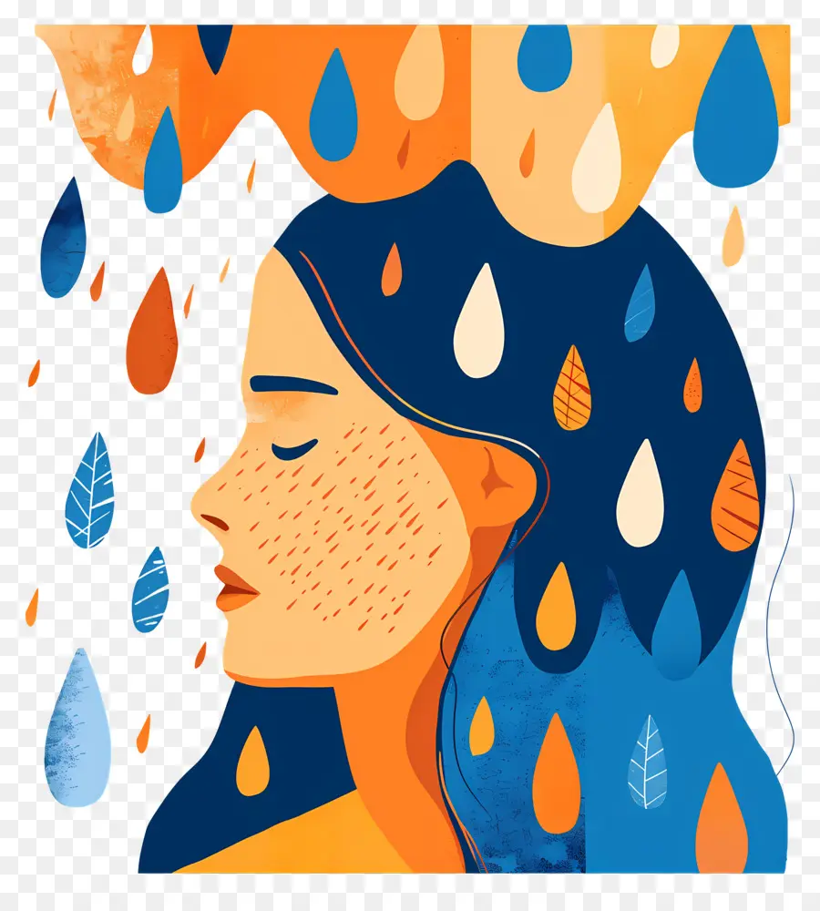 Femme Appréciant La Pluie，Femme Abstraite PNG