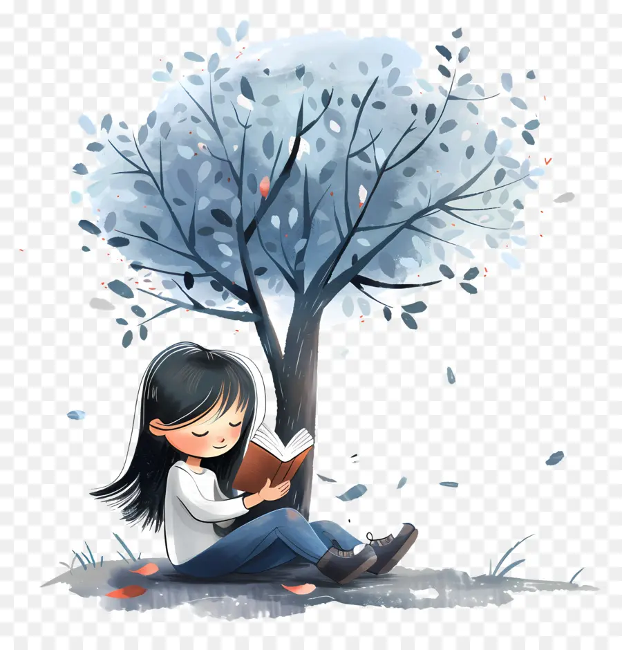 Fille Lisant Un Livre，Fille Lisant PNG