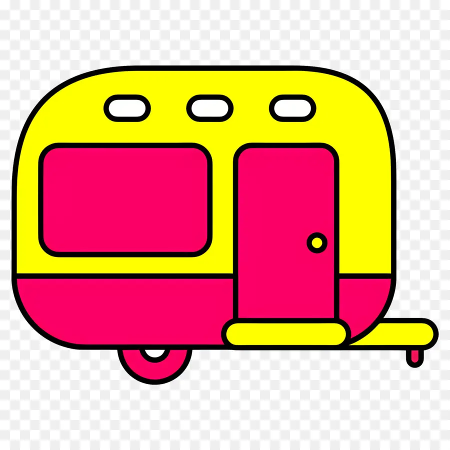 Camping Car，Remorque Jaune Et Rose PNG