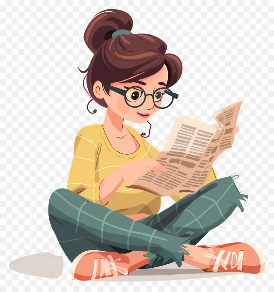 Fille Lisant Le Journal，Femme Lisant PNG