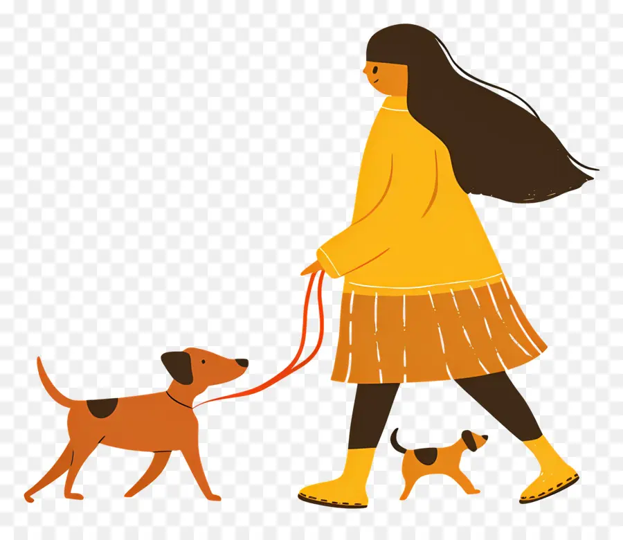 Femme Qui Promène Son Chien，Fille Qui Promène Un Chien PNG