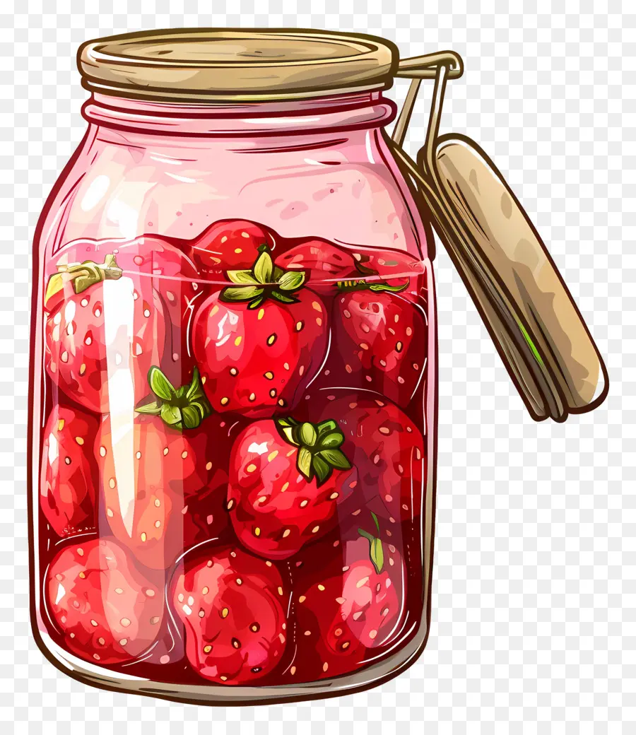 Pot De Pudding Aux Fraises，Pot De Confiture De Fraises PNG